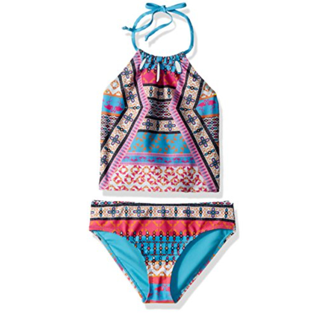 YMI Girls' Big Flamingo Tribe Tankini Turquoise Size 10